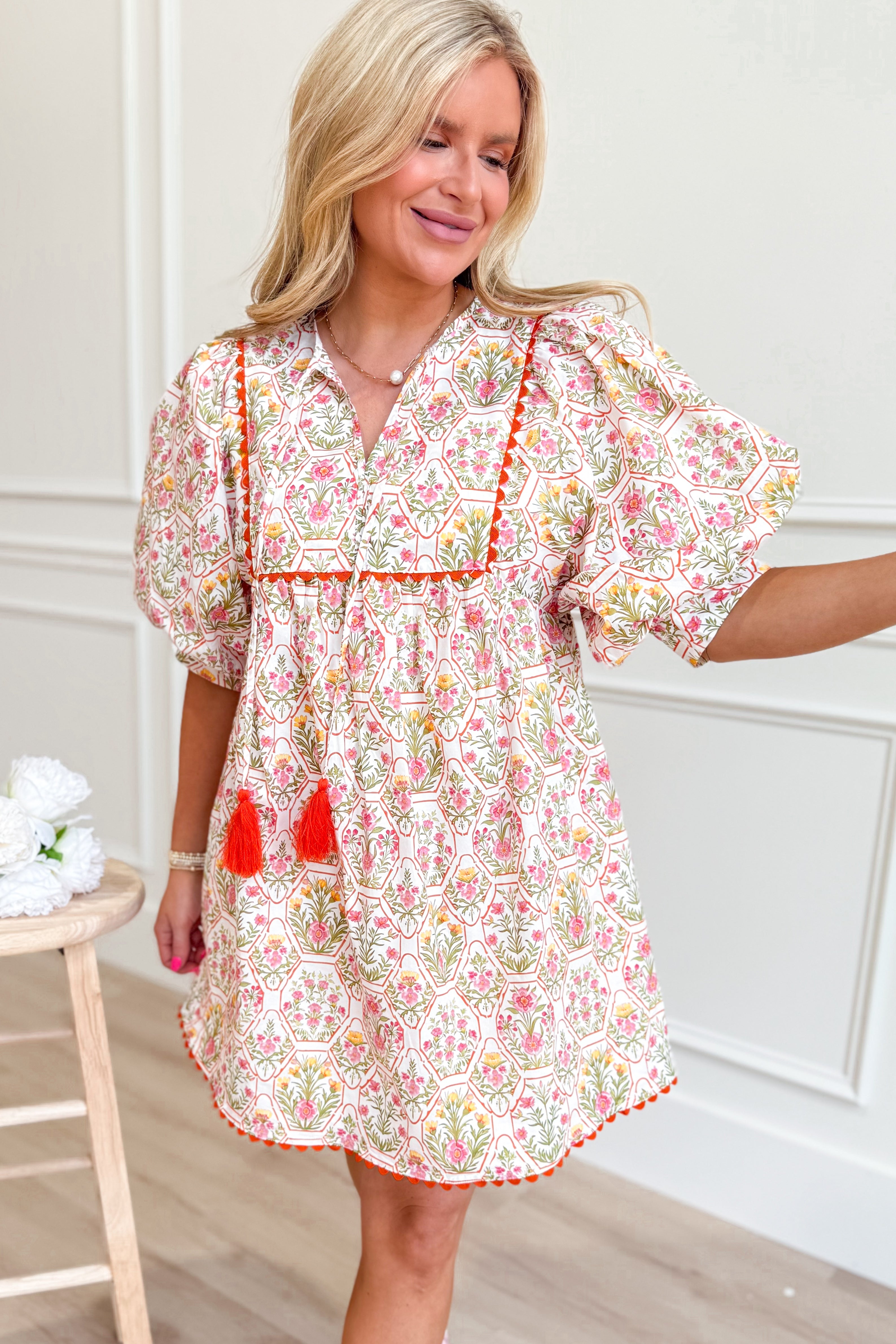 Connie Floral Honeycomb Dress - Be You Boutique