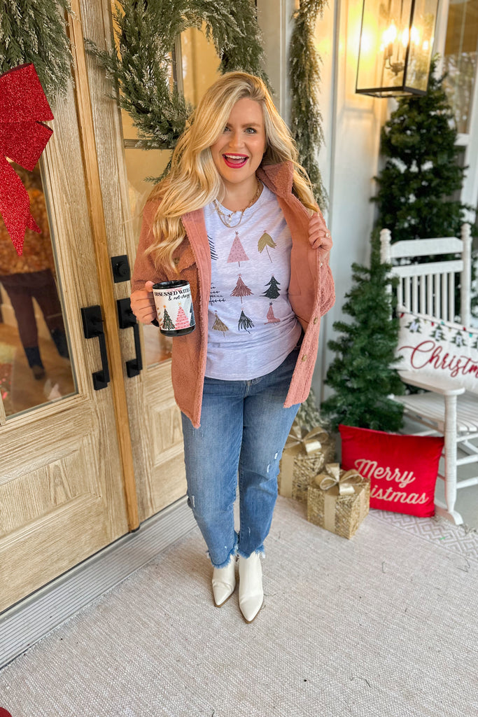 Colorful Christmas Trees Festive Graphic Tee - Be You Boutique
