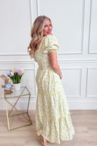 IN LOOM Bloom floral square neck maxi dress displayed in a dressy, elegant style with vibrant floral patterns and flowing fabric.