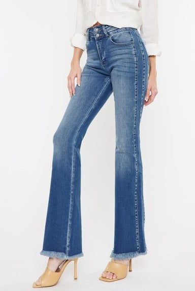 Kancan Kara High Rise Side Panel Detail Bootcut Denim Jeans - Be You Boutique