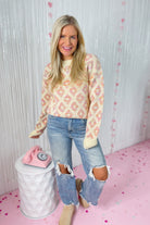 Kara Pointelle Diamond Long Sleeve Sweater - Be You Boutique