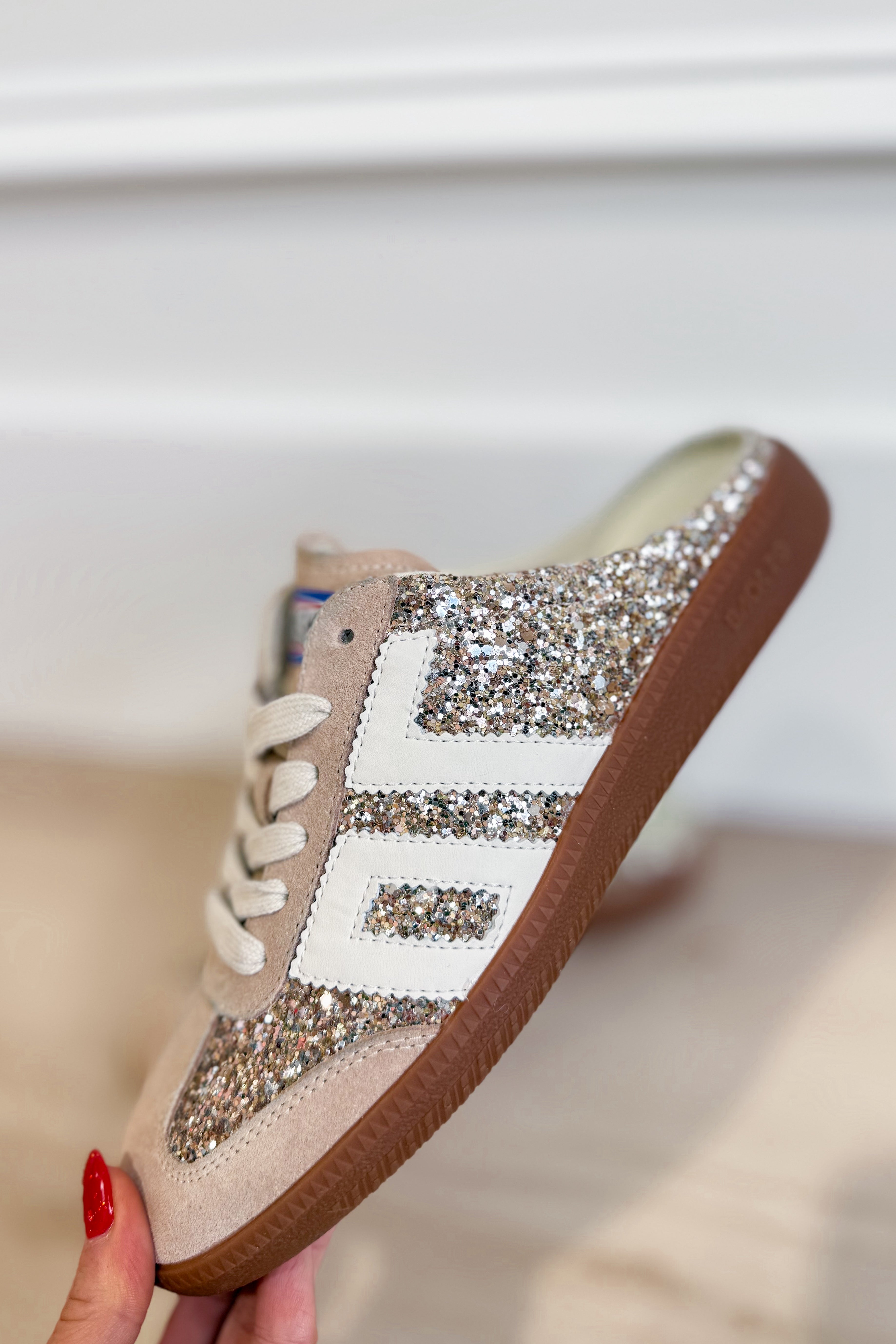 BACK70 Easter Glitter Gold Backless Sneaker - Be You Boutique