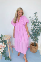 Sophia Textured Button Up Midi Dress - Be You Boutique
