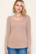 Corrine Scoop Neck Ribbed Long Sleeve - Be You Boutique