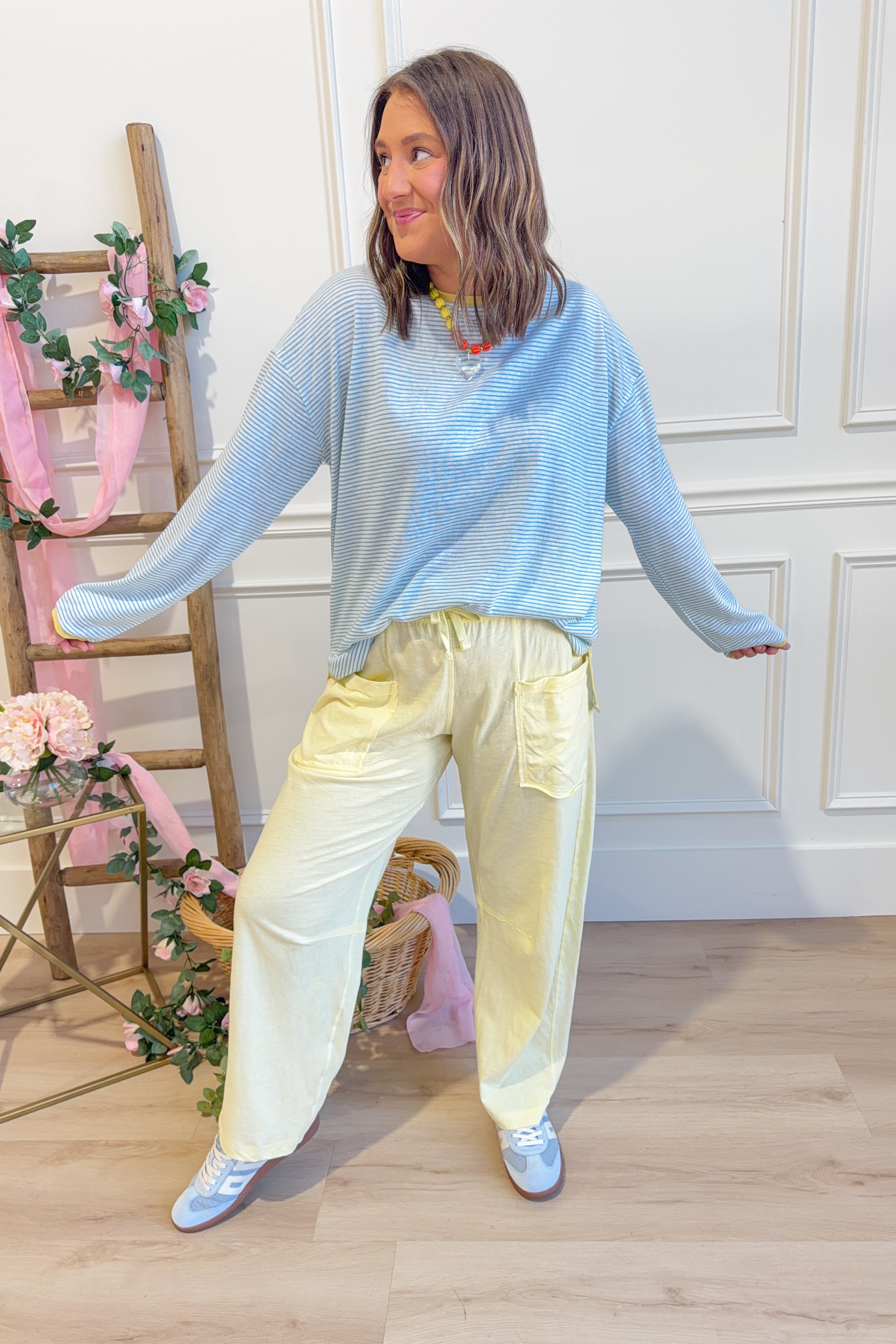 Olivia Striped Contrasted Trim Long Sleeve - Be You Boutique