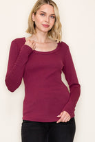 Corrine Scoop Neck Ribbed Long Sleeve - Be You Boutique