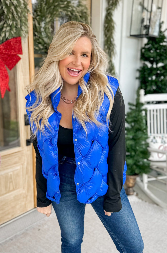 Vanessa Button Up Down Puffer Vest - Be You Boutique