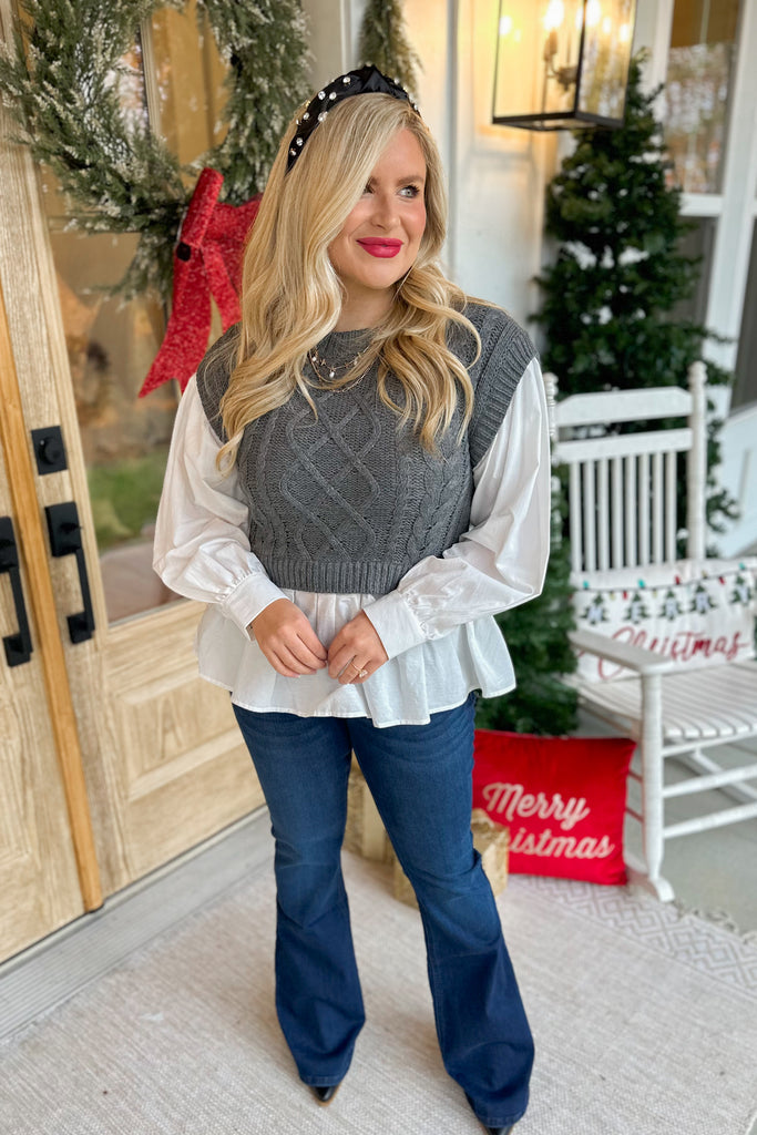 Archer Layered Round Neck Knit Sweater Vest Top - Be You Boutique