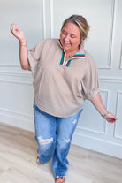 Kelly Striped Split Neck Top - Be You Boutique