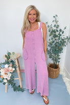 Ollie Thermal Knit Mineral Washed Jumpsuit - Be You Boutique