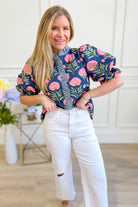 Janie Floral Contrasted Printed Top - Be You Boutique