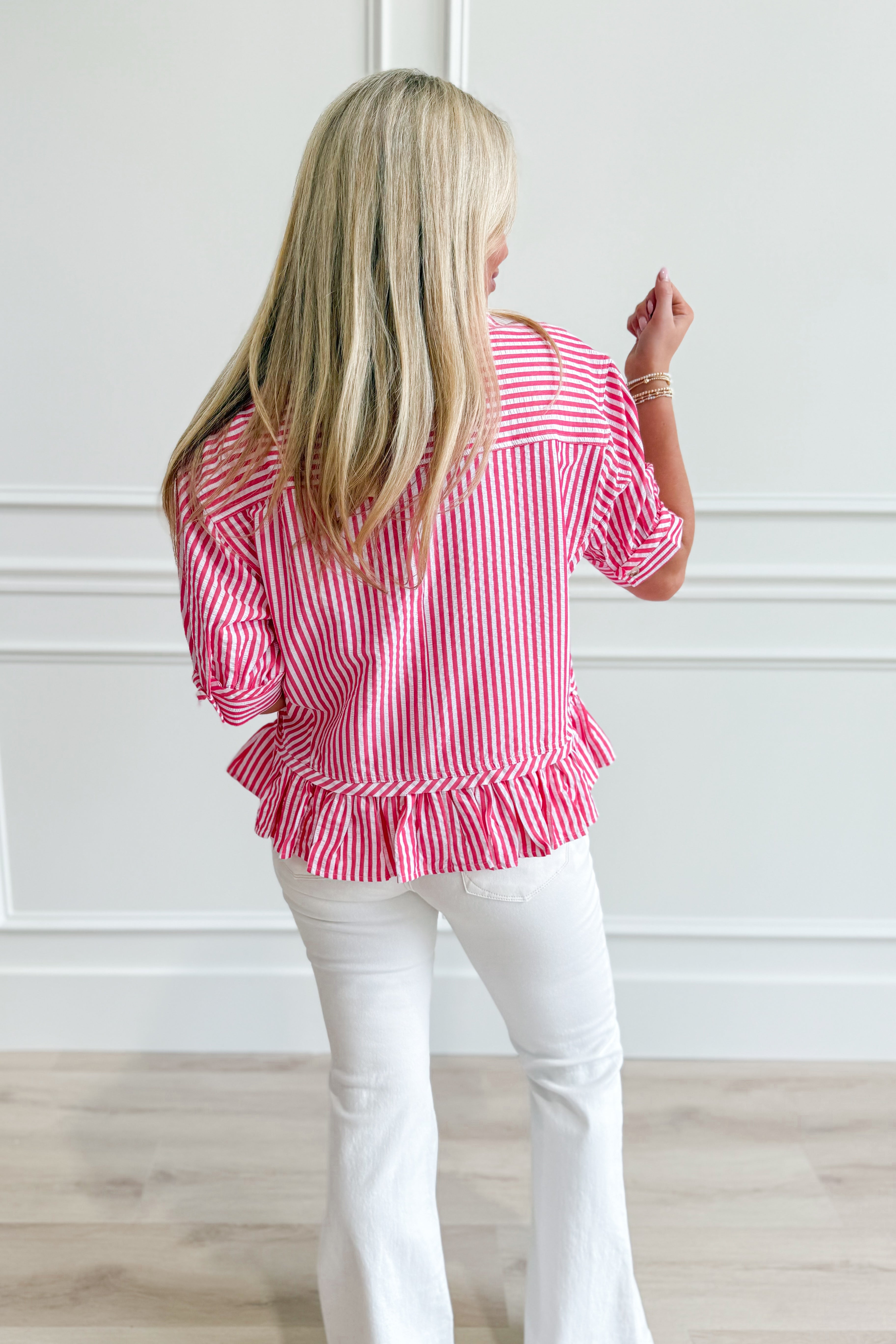 Alayna Striped Ruffle Trim Top - Be You Boutique