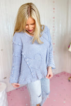 Cloud Mineral Washed Heart Patch Knit Pullover - Be You Boutique
