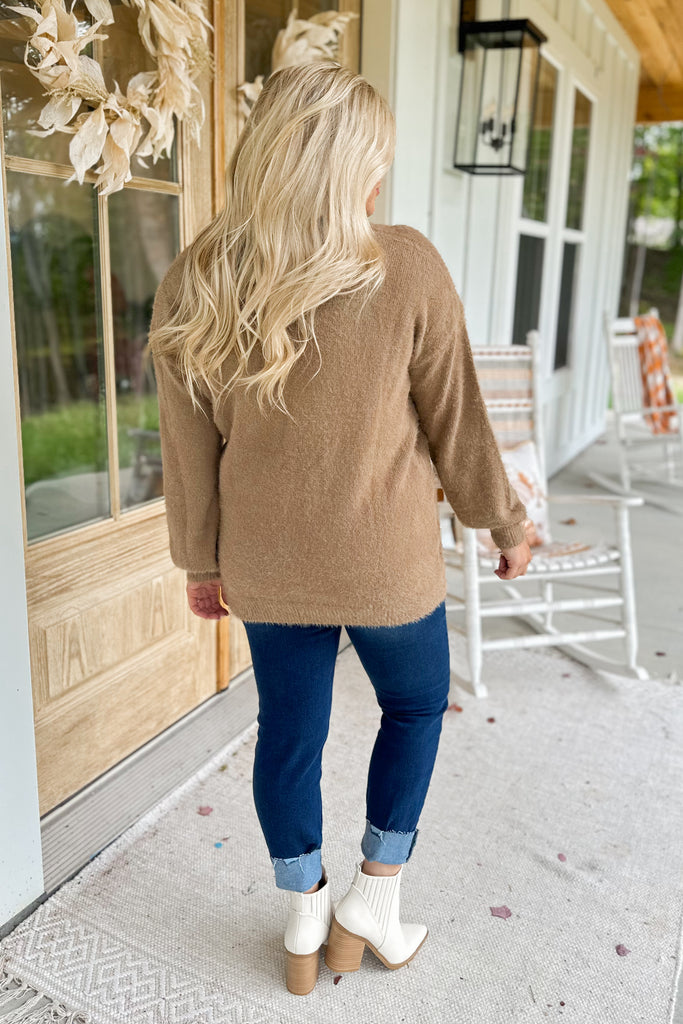 Chancy Chocolate V Neck Sweater - Be You Boutique