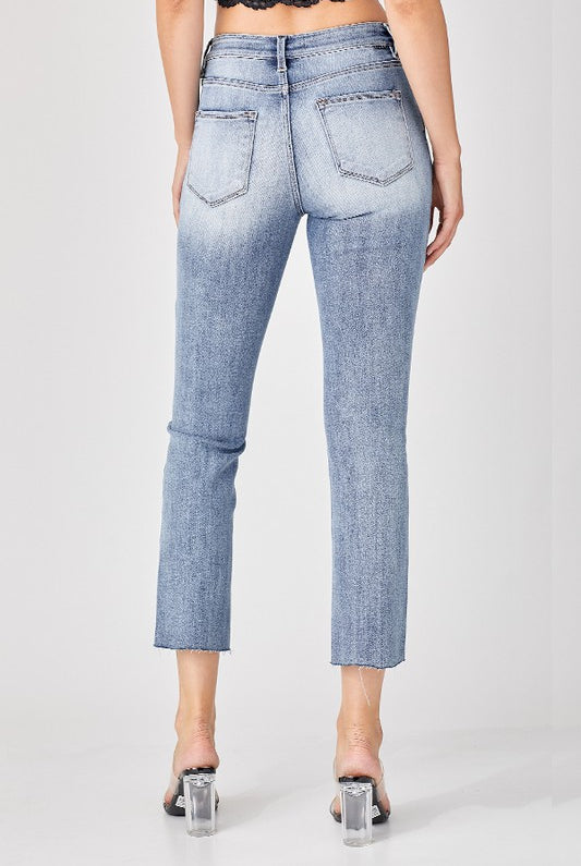 Risen John Mid Rise Straight Raw Edge Jeans - Be You Boutique