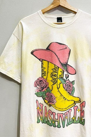 Nashville Cowboy Boots and Hat Short Sleeve Graphic Tee - Be You Boutique