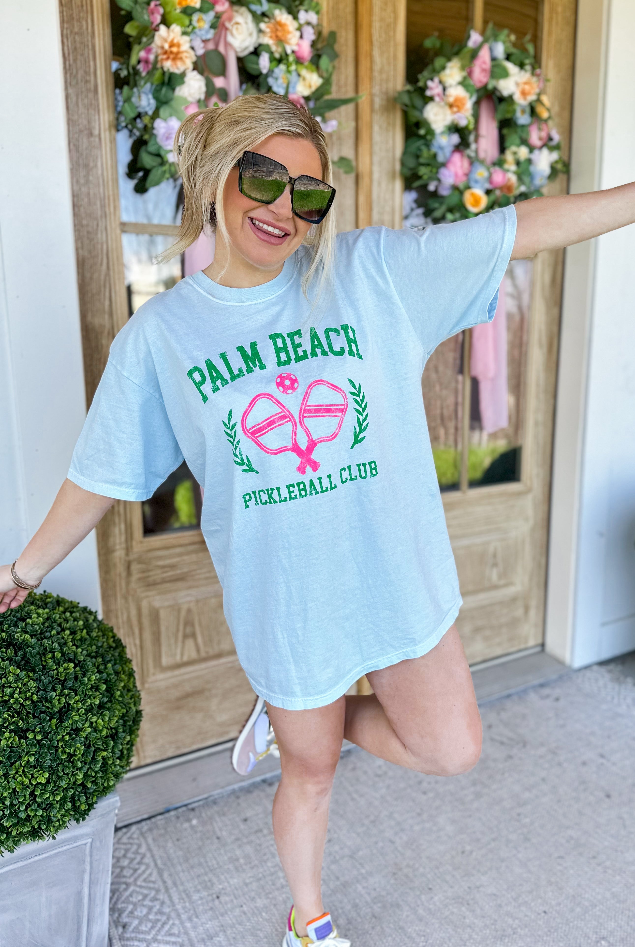 Palm Beach Pickleball Club Oversize Short Sleeve Graphic Tee - Be You Boutique