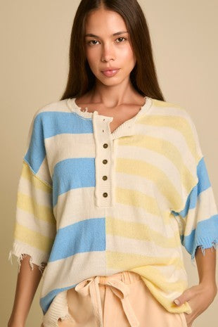 Bentley Striped Knit Sweater Top - Be You Boutique