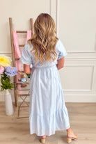 Pamela Blue Embroidered Dotted Dress - Be You Boutique