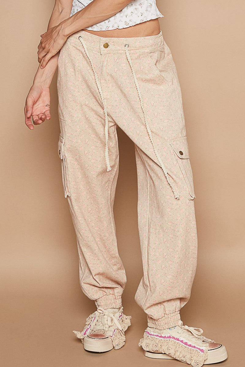 Camille Floral Twill Pocket Detail Jogger Pant Bottoms - Be You Boutique