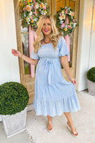 Sylvia Puff Sleeve Smocked Midi Dress - Be You Boutique