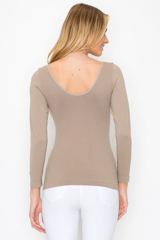 Katie Seamless Basic Reversible Long Sleeve Top  [REG & PLUS] - Be You Boutique