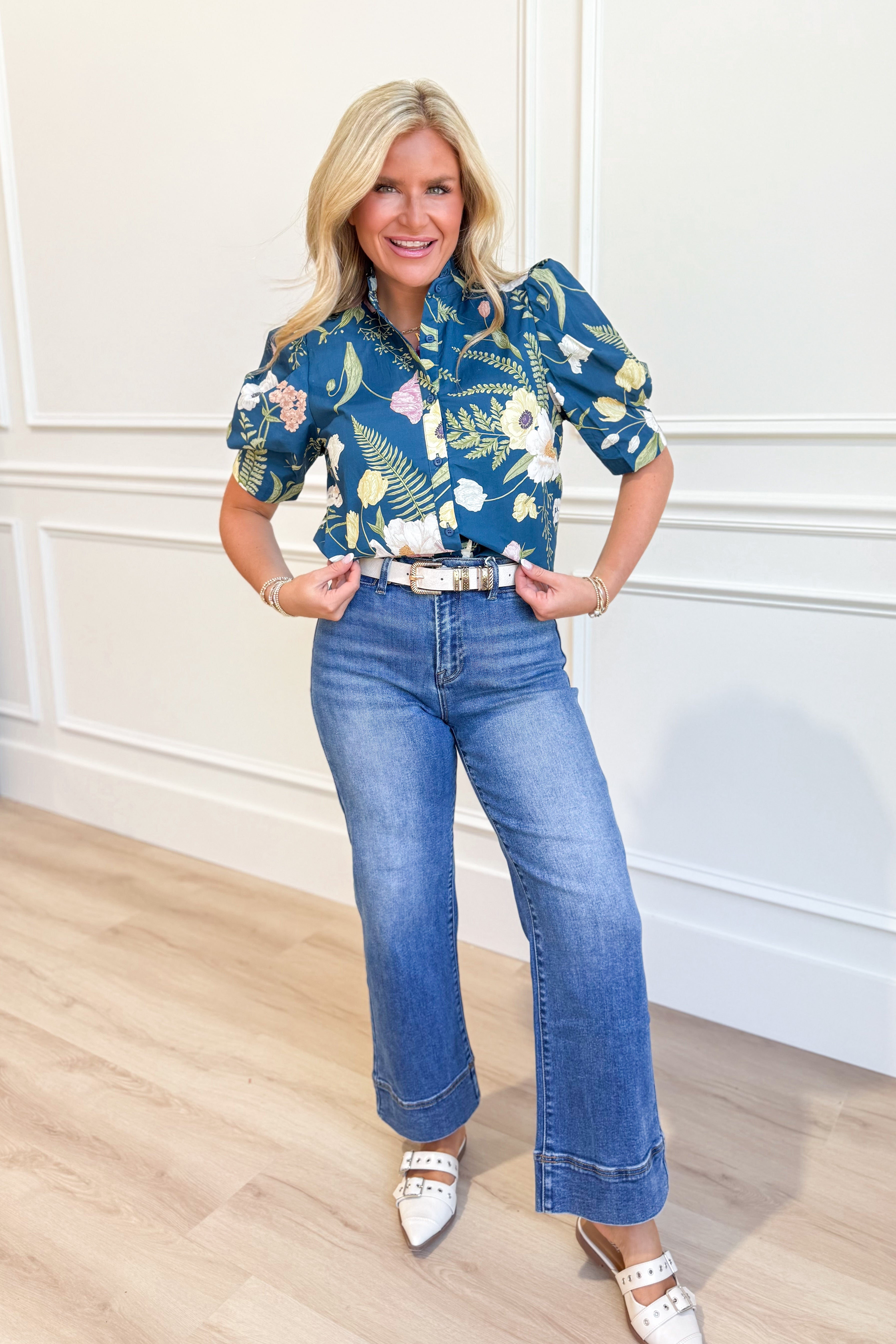 Sandra Floral Puff Sleeve Top - Be You Boutique
