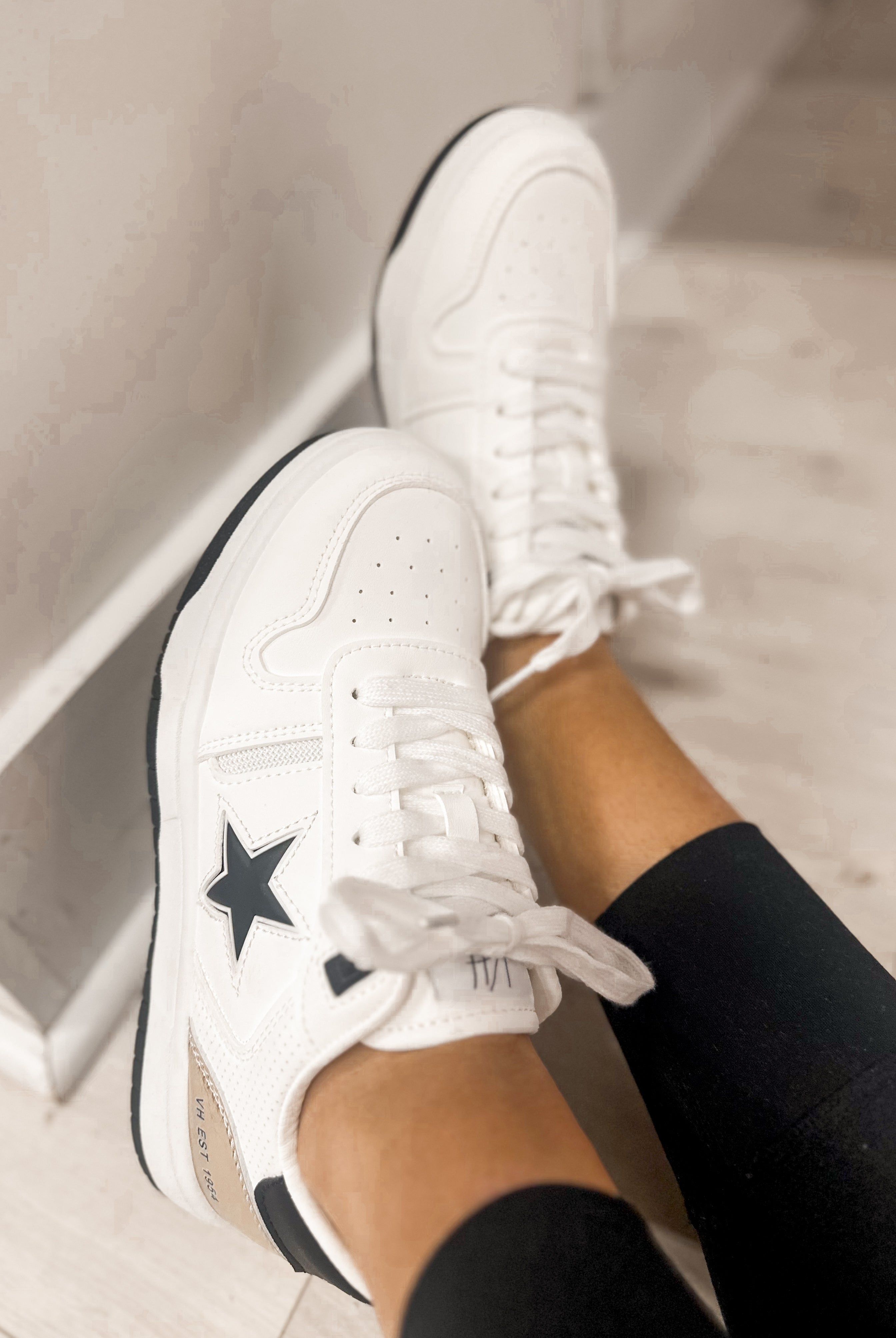 Vintage Havana Fresh 2 White, Black and Gold Sneaker - Be You Boutique