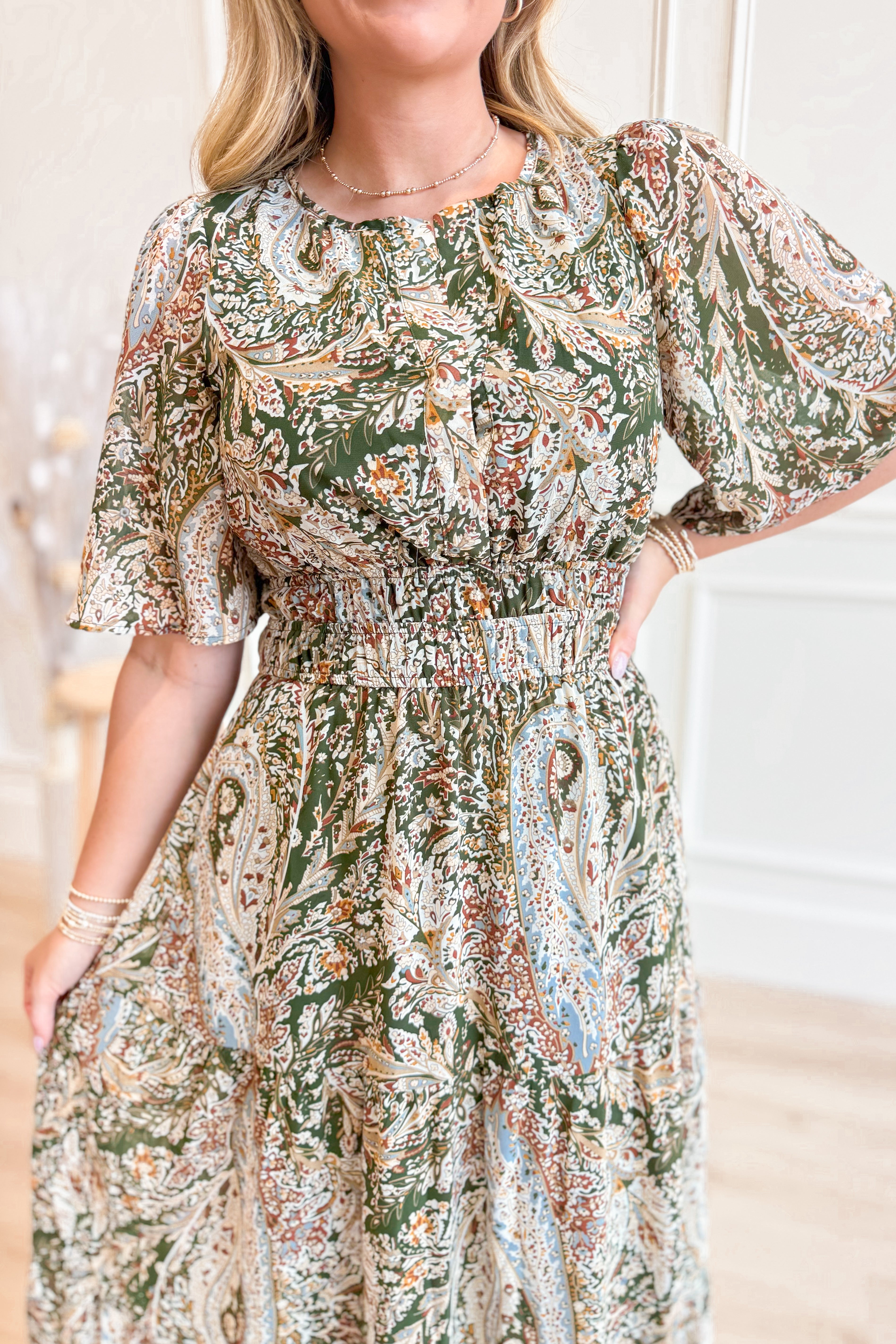 Lydia Paisley Printed Midi Dress - Be You Boutique