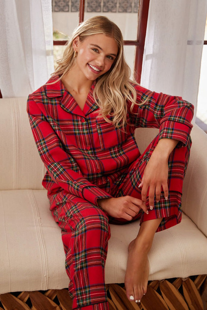 Holiday Spirit Red Plaid Long Sleeve Pajama Set - Be You Boutique