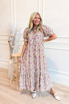 Sylvia Scallop Trim Puff Sleeve Midi Dress - Be You Boutique