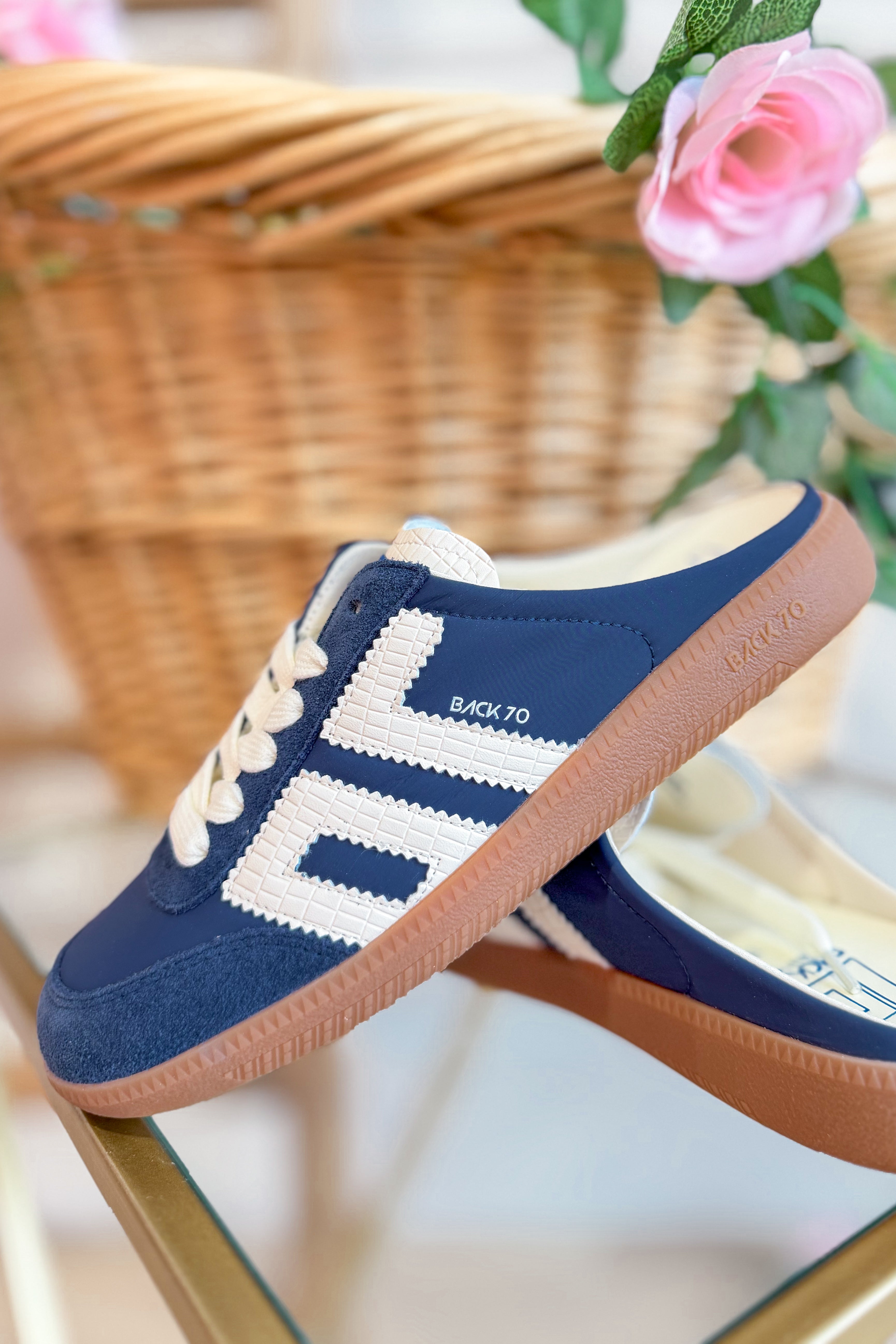 BACK70 Easter Navy Backless Sneaker - Be You Boutique