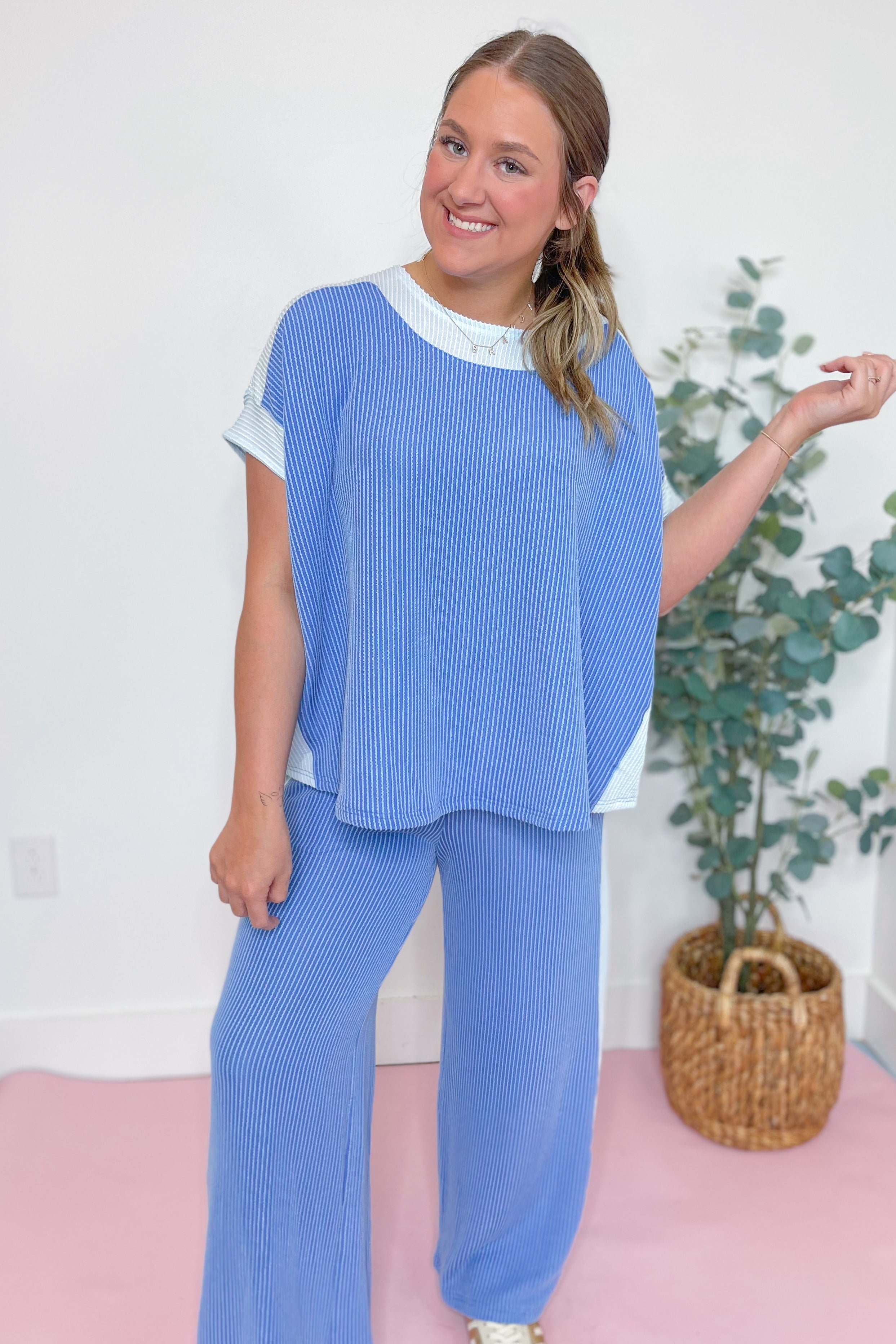 Molly Color Blocked Ribbed Pant Set - Be You Boutique