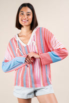 Lucy Striped Knit Hooded Pullover - Be You Boutique