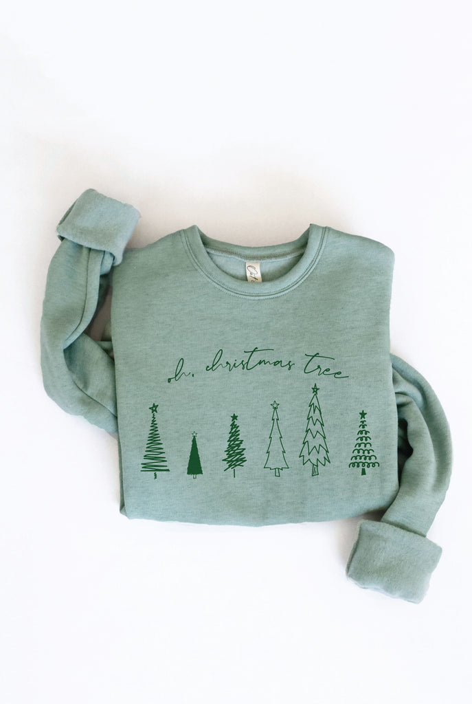 OH, CHRISTMAS TREE Long Sleeve Graphic Fleece Sweatshirt Pullover - Be You Boutique