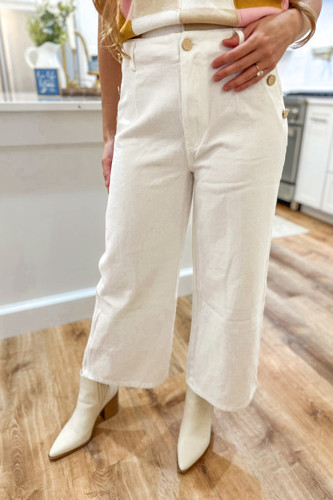 Darrin Mineral Washed Button Cropped Pant - Be You Boutique
