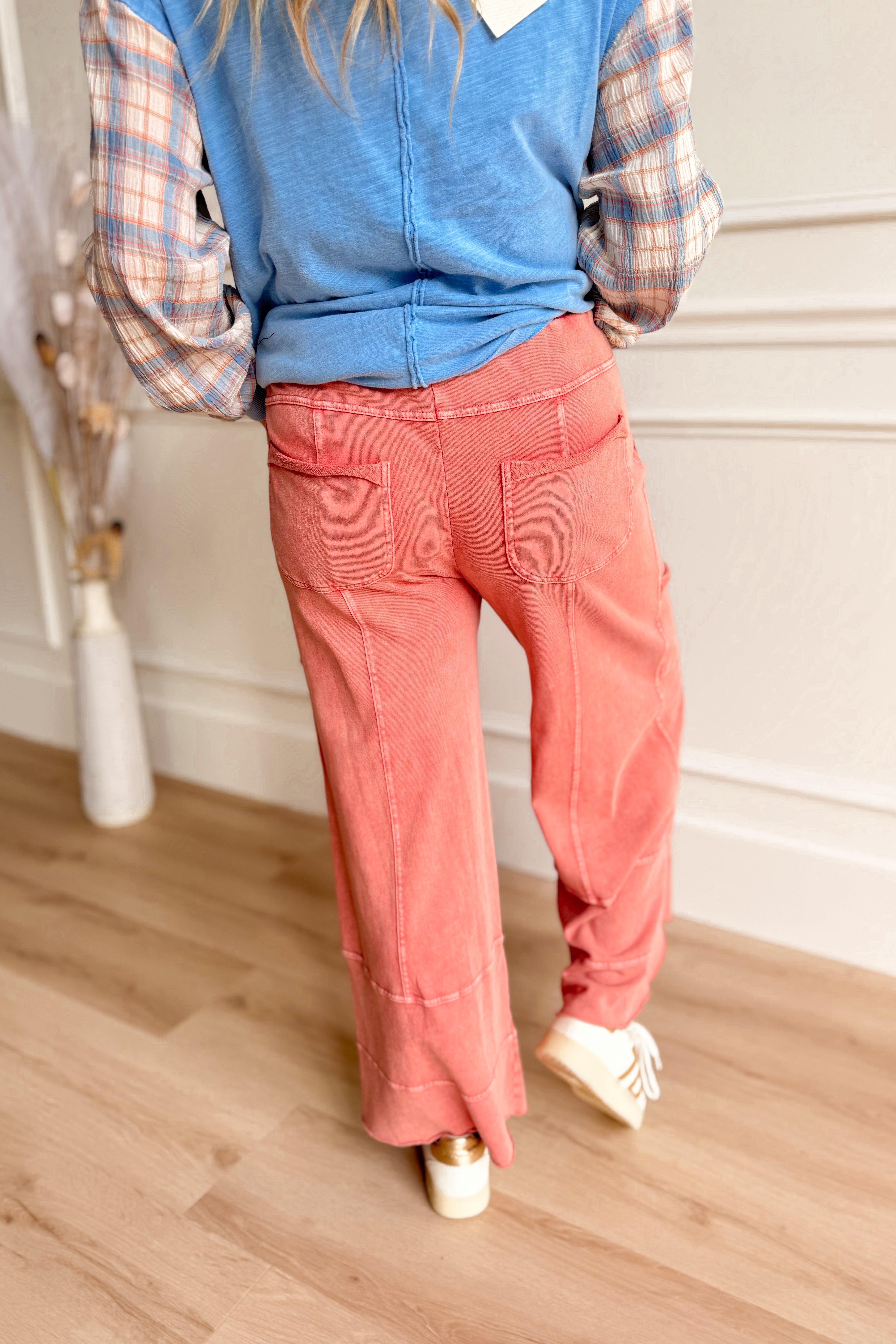 Bradley Mineral Washed Terry Knit Wide Leg Pants - Be You Boutique