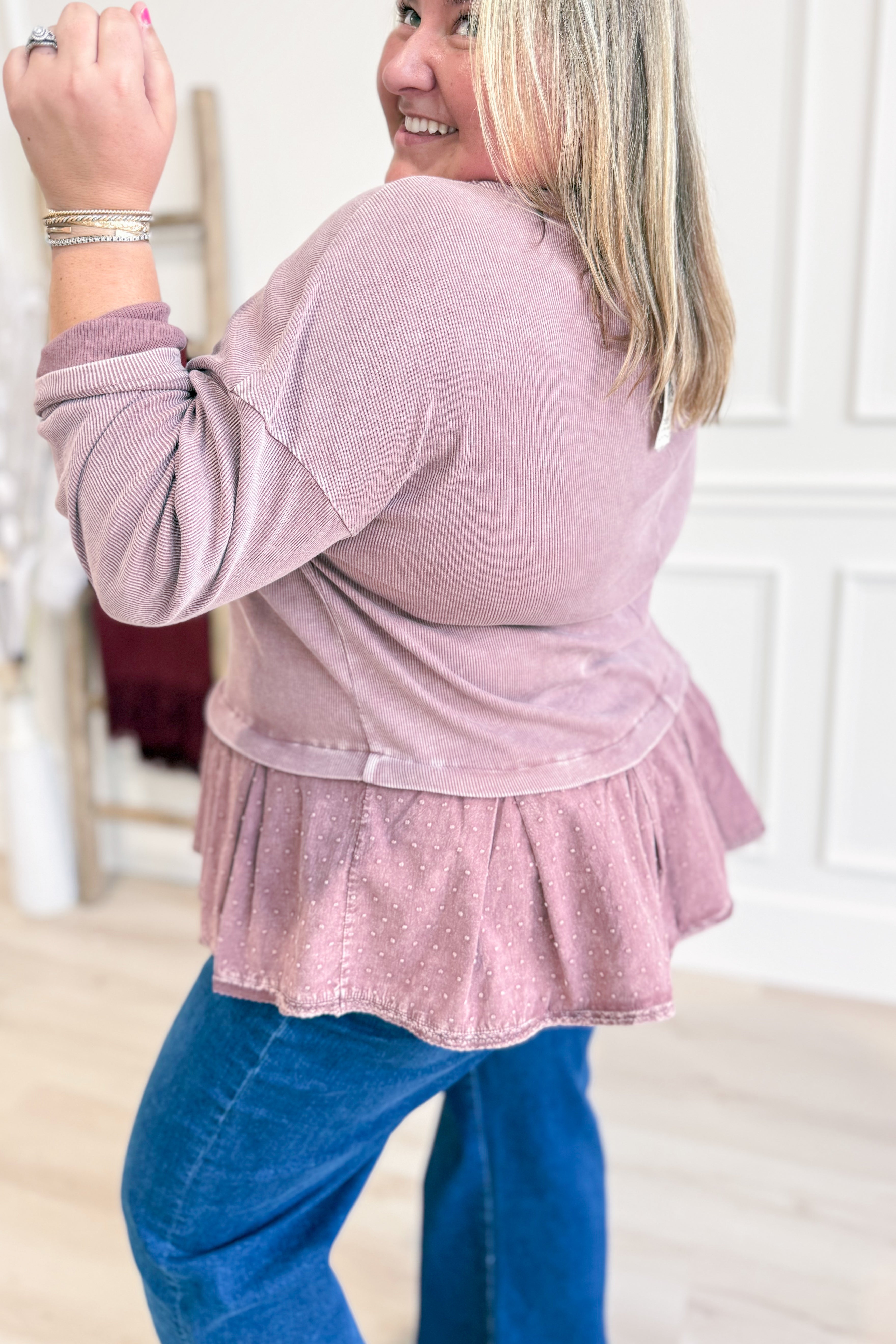 Betsy Rib Twill Ruffle Bottom Washed Tunic - Be You Boutique