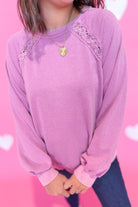 Ada Floral Lace Trim Raglan Sleeve Sweatshirt - Be You Boutique