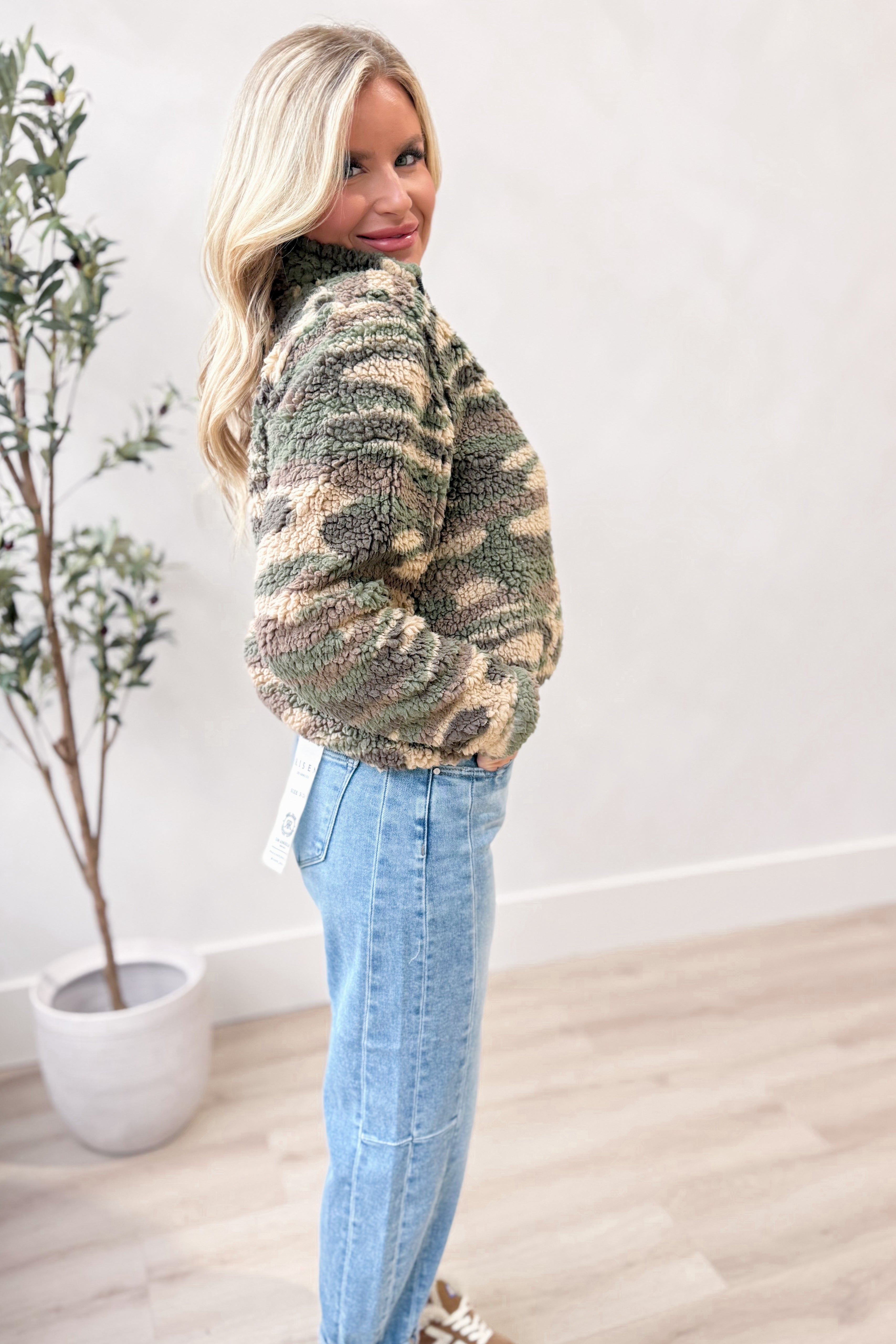 Oliver Camo Sherpa Quarter Zip - Be You Boutique