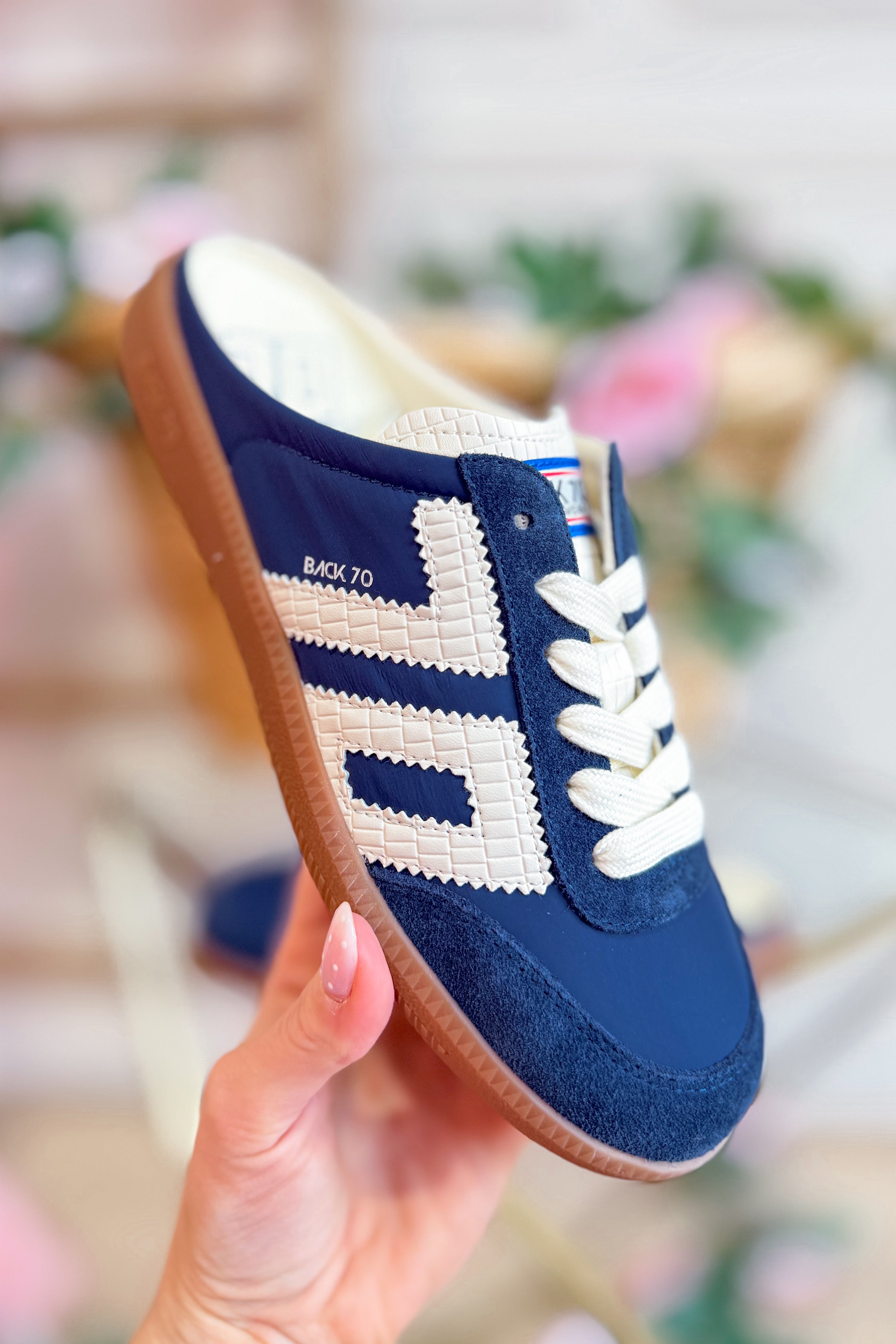 BACK70 Easter Navy Backless Sneaker - Be You Boutique