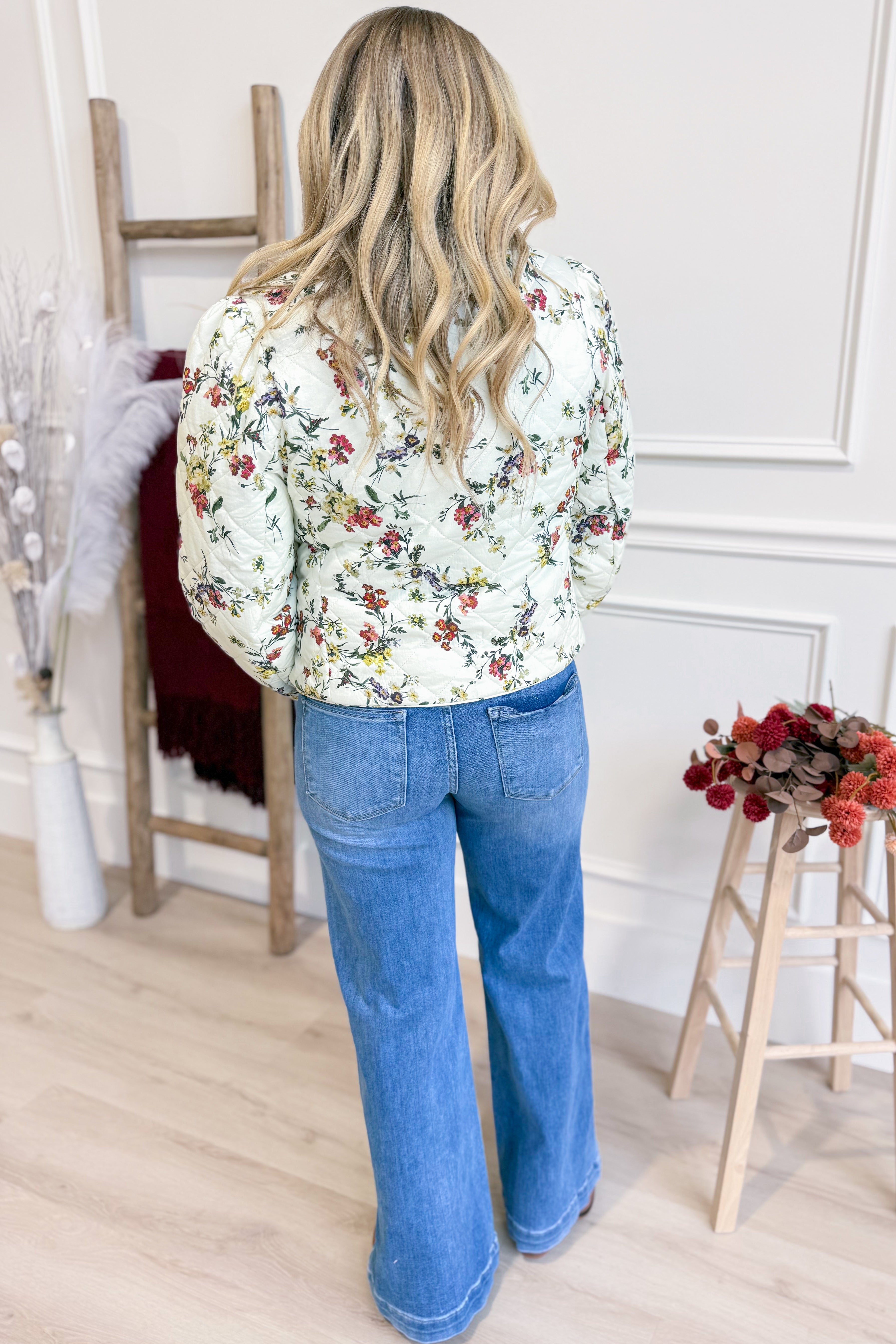 Tori Floral Quilted Tie Front Jacket - Be You Boutique