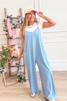 Mimi Wide Leg Mineral Wash Jumpsuit - Be You Boutique