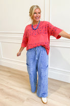 Serene Flower Patch Half Sleeve Top - Be You Boutique