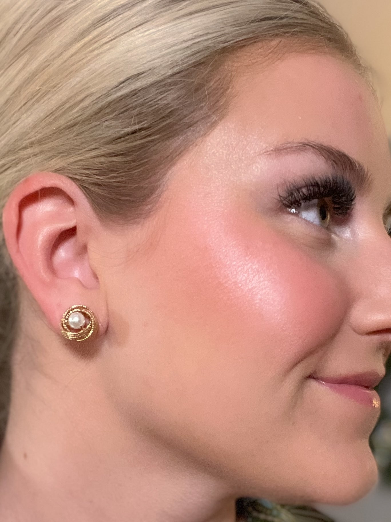 Georgie Gold Textured Knot Pearl Stud Earrings - Be You Boutique