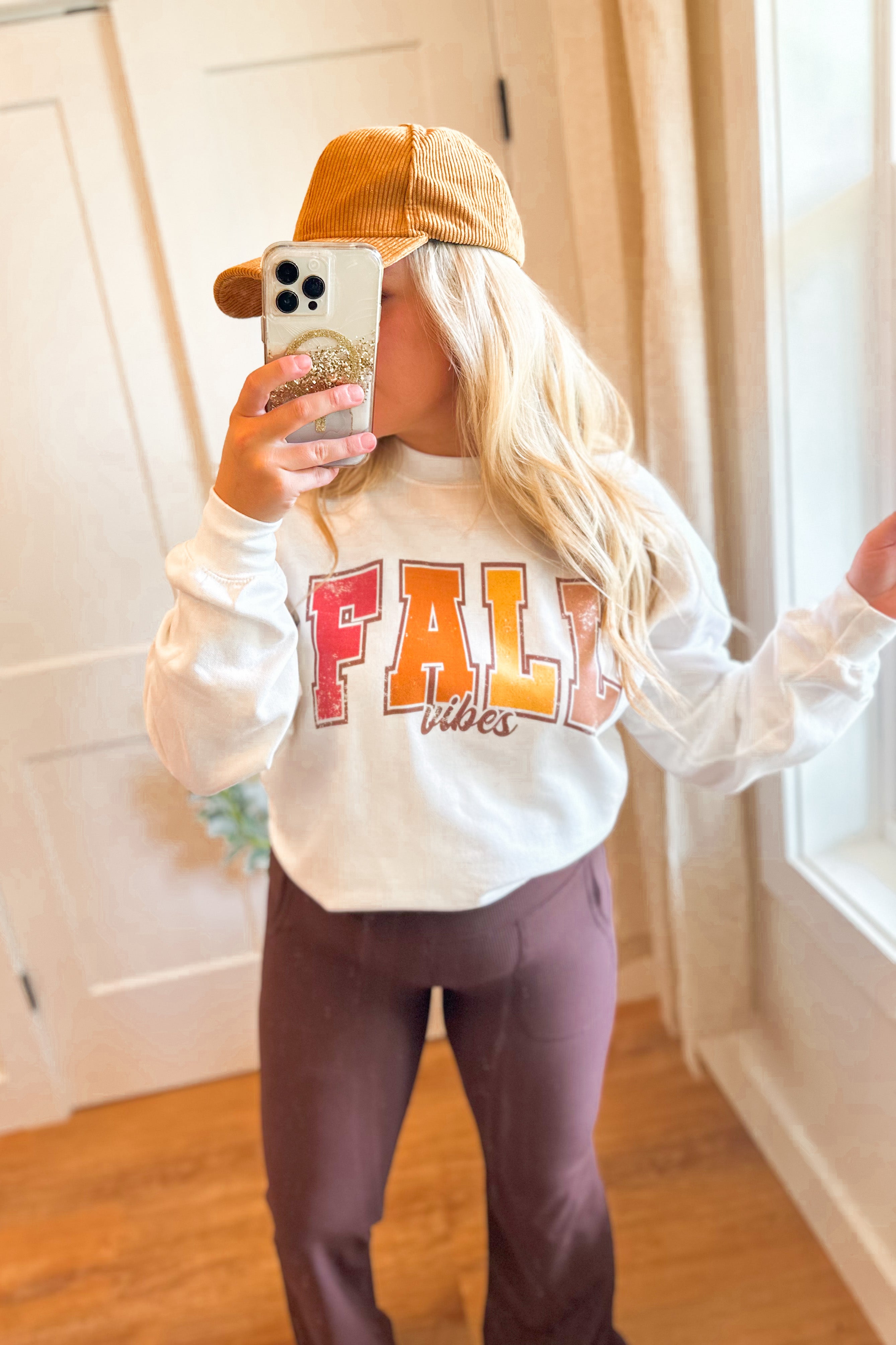 Fall Vibes Long Sleeve Crew Neck Graphic Sweatshirt - Be You Boutique