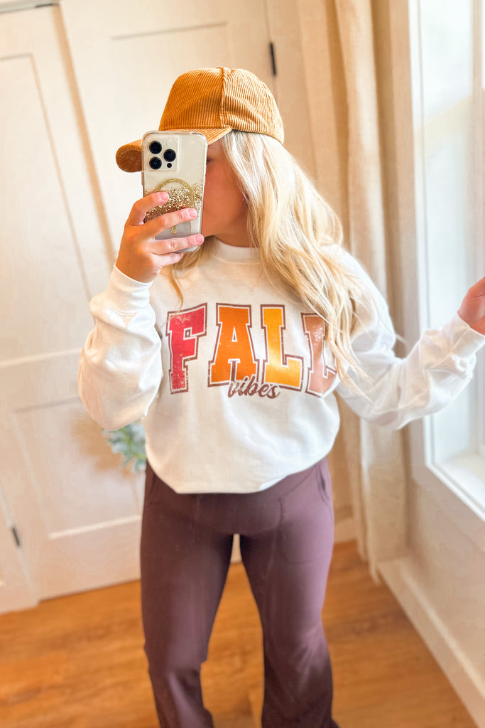 Fall Vibes Long Sleeve Crew Neck Graphic Sweatshirt - Be You Boutique