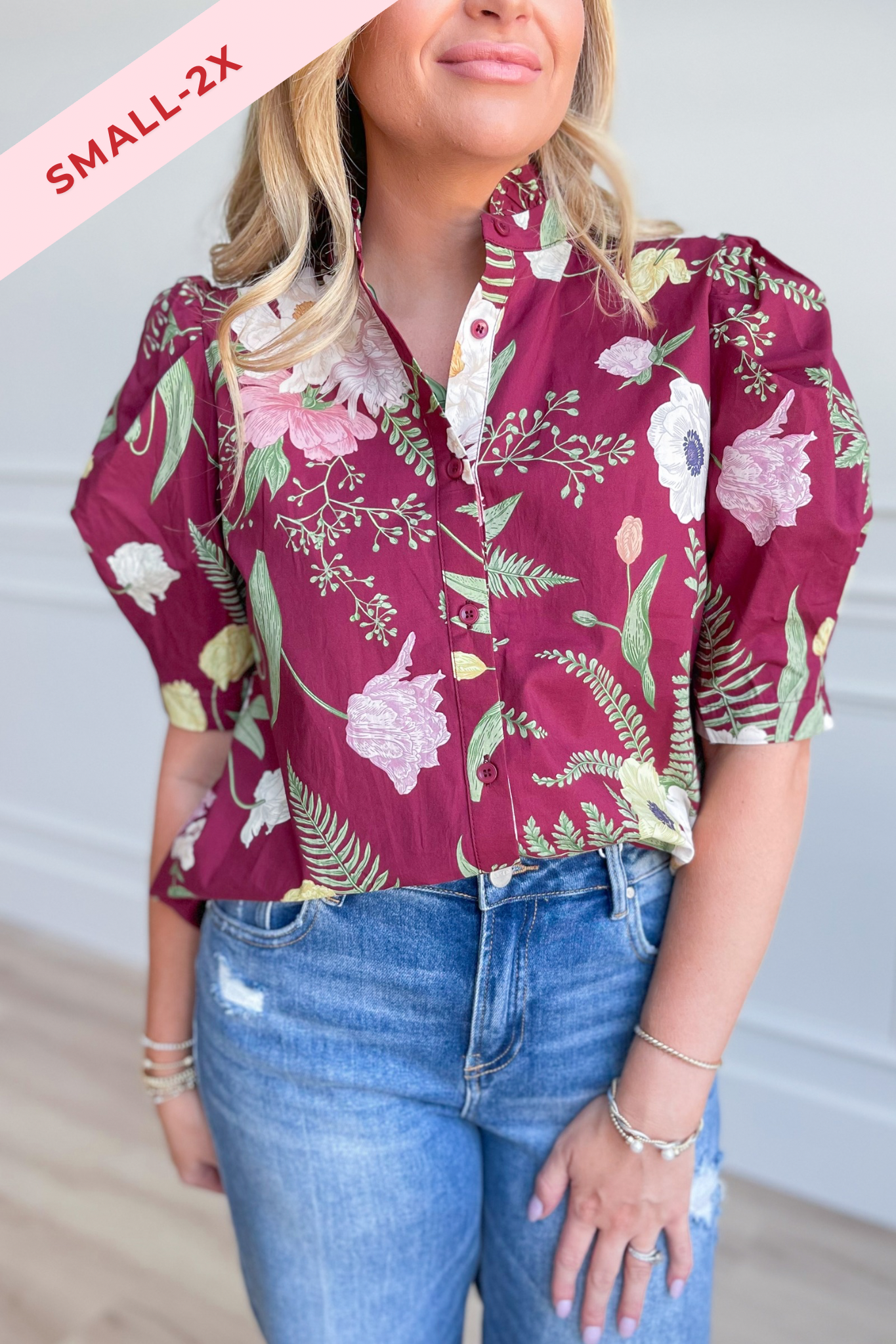 Sandra Floral Puff Sleeve Top - Be You Boutique