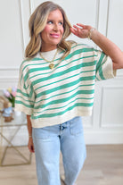 Callie Striped Half Sleeve Knitted Top - Be You Boutique