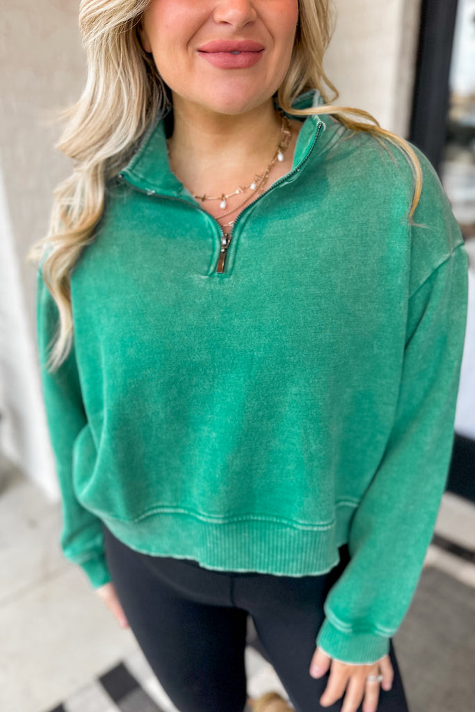 Margie Acid Wash Fleece Half Zip Pullover *DOORBUSTER* - Be You Boutique